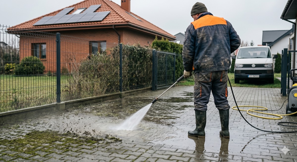 Profesjonalne mycie ciśnieniowe kostki brukowej na Śląsku